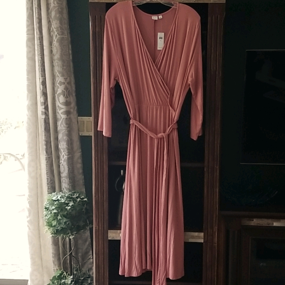 GAP 3/4 Sleeve Faux Wrap Dress
